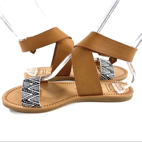 Dolce vita Sandal leather Julius Aztec Print Strap Sz 8.5 Black White Tan - Picture 8 of 11